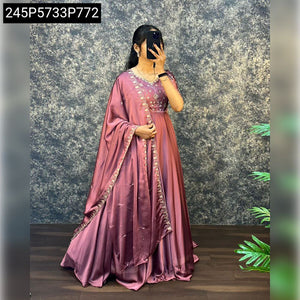 Women's Heavy Embroidered Gown with Dupatta Set | Wedding & Party Wear