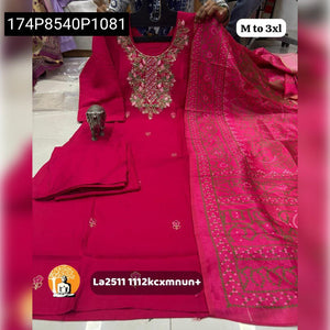 Women's Heavy Koding Work Kurti Pant Dupatta Set | Party Wear