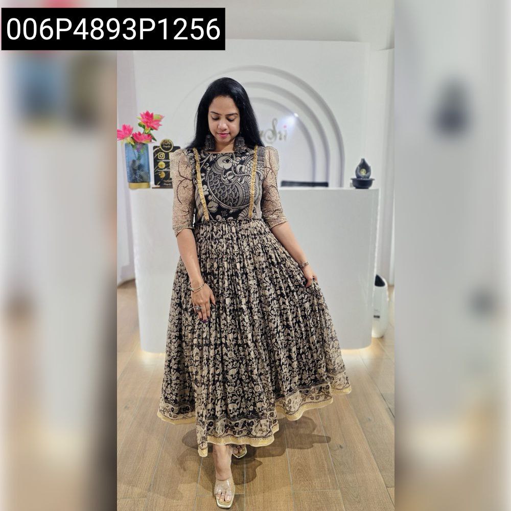 kalamkari maxi dress Women's Kalamkari Printed Maxi Dress