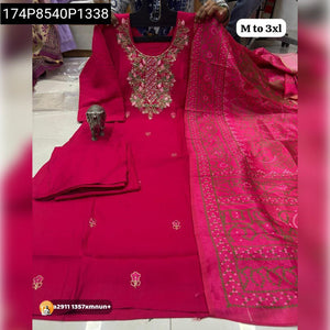 Women's Koding Work Maslin Silk Kurti Set | Celebration Ready