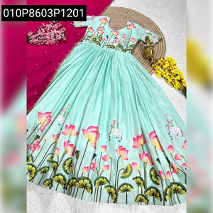 Women's Maggam Work Print Gown | Elegant Party Wear