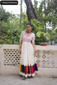 Women's Navratri Roman Gown with Gota Lace Embellishment