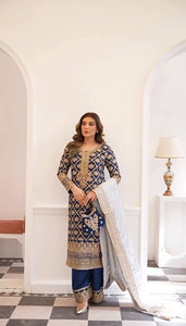 Women's Party Wear Embroidered Top-Plazzo & Dupatta Set | Festive Evenings