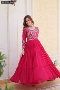 Women's Party Wear Gown | Fox Georgette & Sequin Embroidered Dress