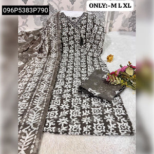 Women's Printed Cotton Kurti Pant Dupatta Set | Traditional Elegance