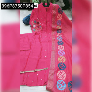 Women's Roman Silk Embroidered Kurta Set with Plazo Pant | Heritage Craft Collection