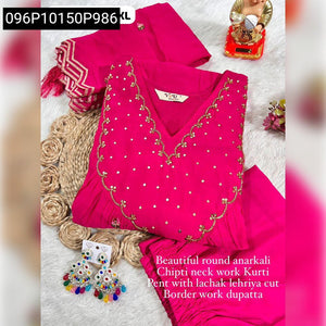 Women's Round Anarkali Kurti Set | Festive Chanderi Wear