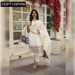 Women's Traditional Jaquard Kurta Set | Elegant Chanderi Ensemble