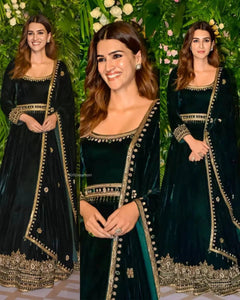 Women's Velvet Anarkali Gown & Dupatta Set | Party Wear