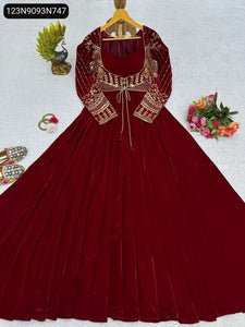 Women's Velvet Anarkali Gown with Koti | Festive & Party Wear