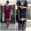 Women's Velvet Cording Sequence Embroidery Suit | Winter Festive Collection