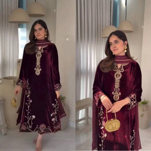 Women's Velvet Party Wear Kurta Set | Festive & Special Occasions