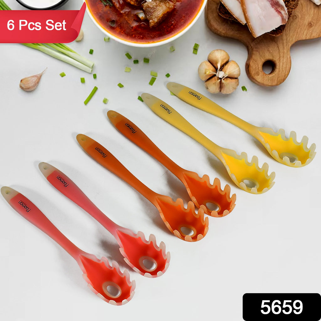 6-piece multipurpose non-stick heat-resistant silicone spoon set for cooking & baking.