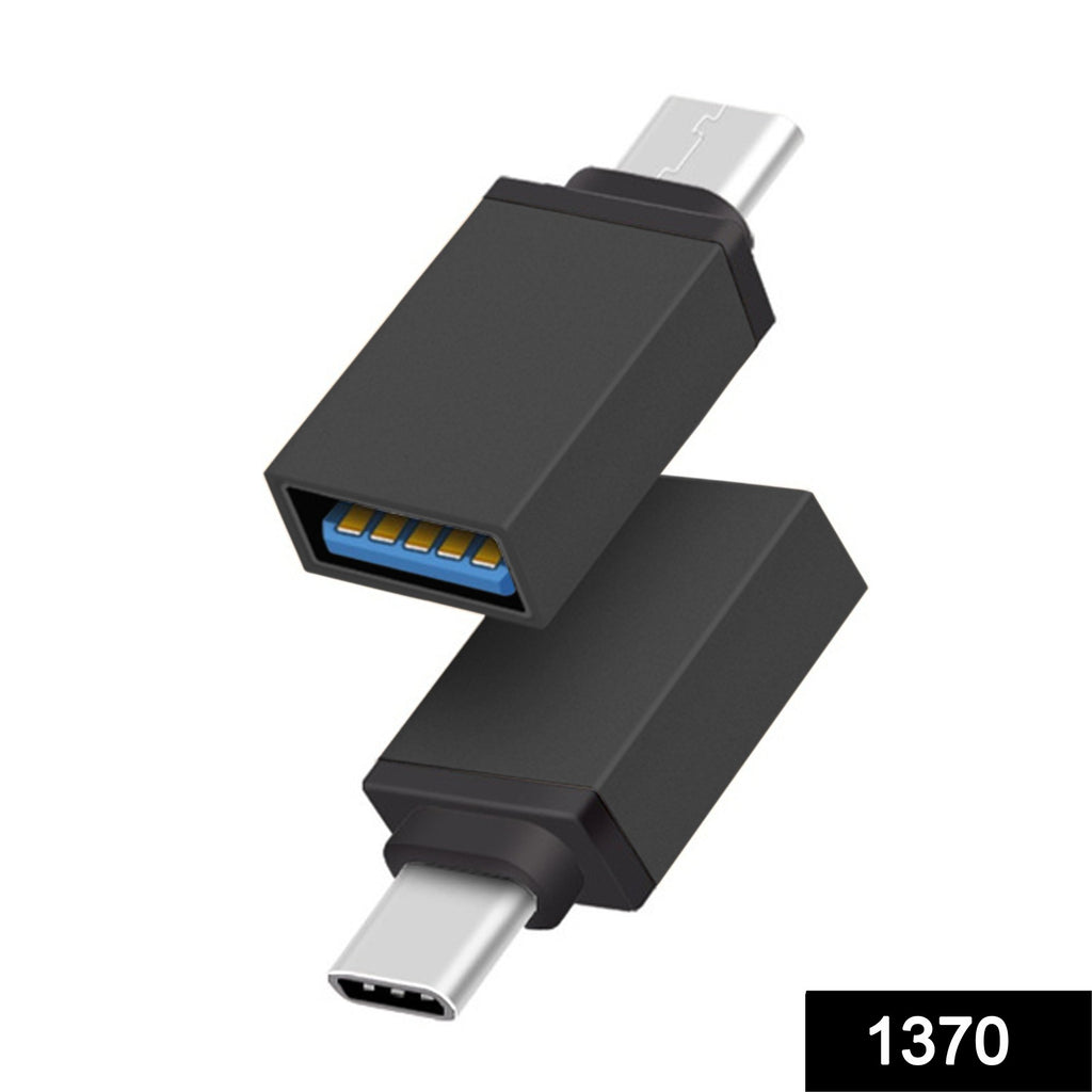 Black 1370 Type-C OTG adapter with USB-A port and keyring loop