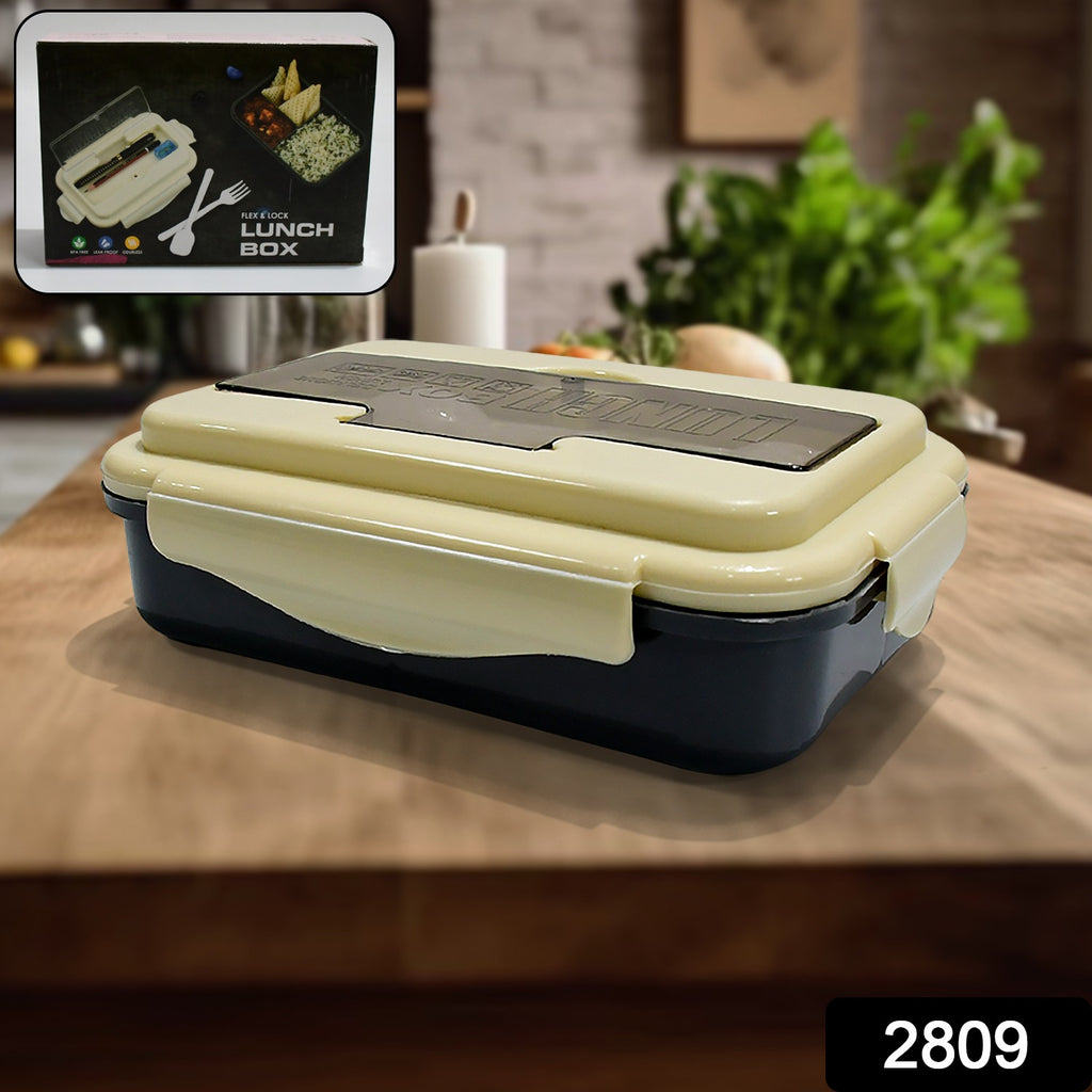 2809 Flex Lock Lunch Box with plastic liner, portable tableware, keeps food warm for kids & adults.