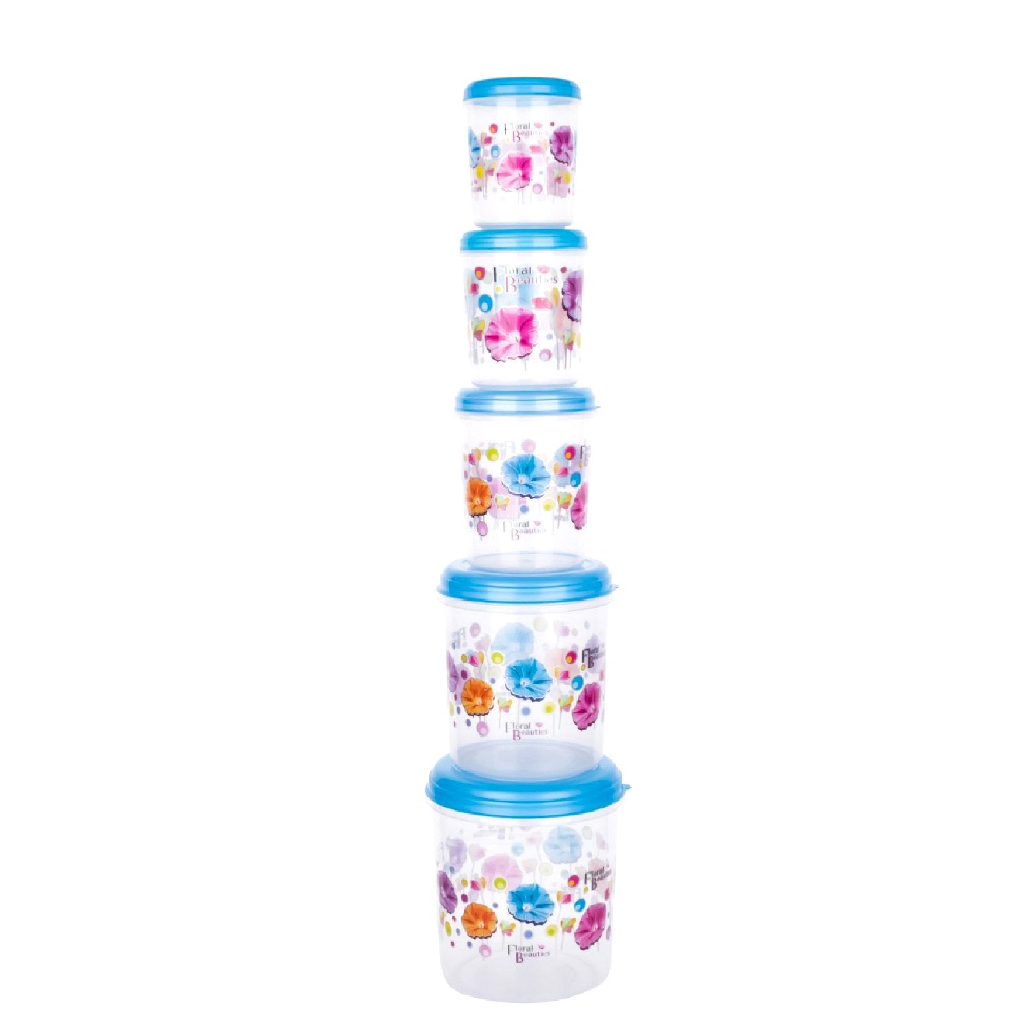2446 Plastic Transparent Container Air Tight Dabba Set (3000ml 2000ml 1000ml 750ml 500ml) - TREND BUY
