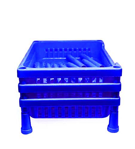 Three white multipurpose plastic storage rack organizers, stackable design.