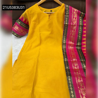 Yellow Silk Cotton Kurti Set for Women | Festive Wear
