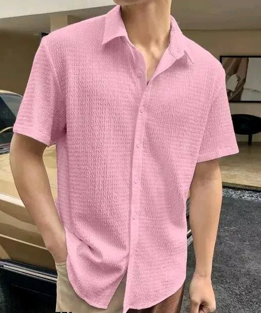 Half Sleeves Shirts for Men light Pink L