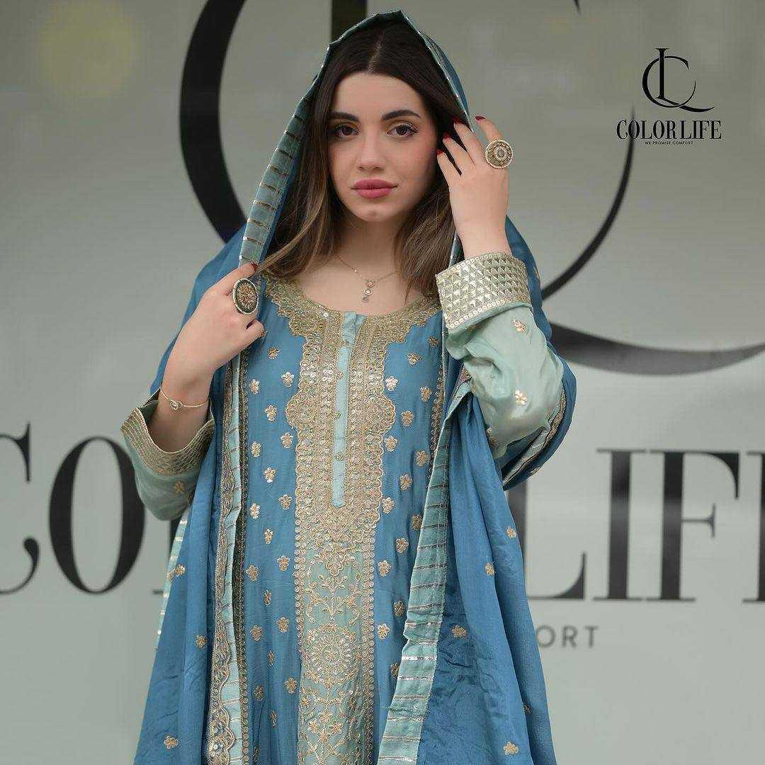 EMBROIDERED SHARARA SALWAR GEORGETTE WEDDIGN SUITS - TREND BUY