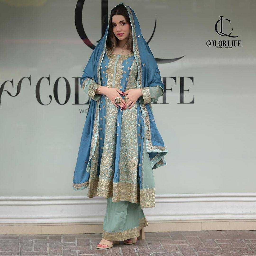 EMBROIDERED SHARARA SALWAR GEORGETTE WEDDIGN SUITS - TREND BUY