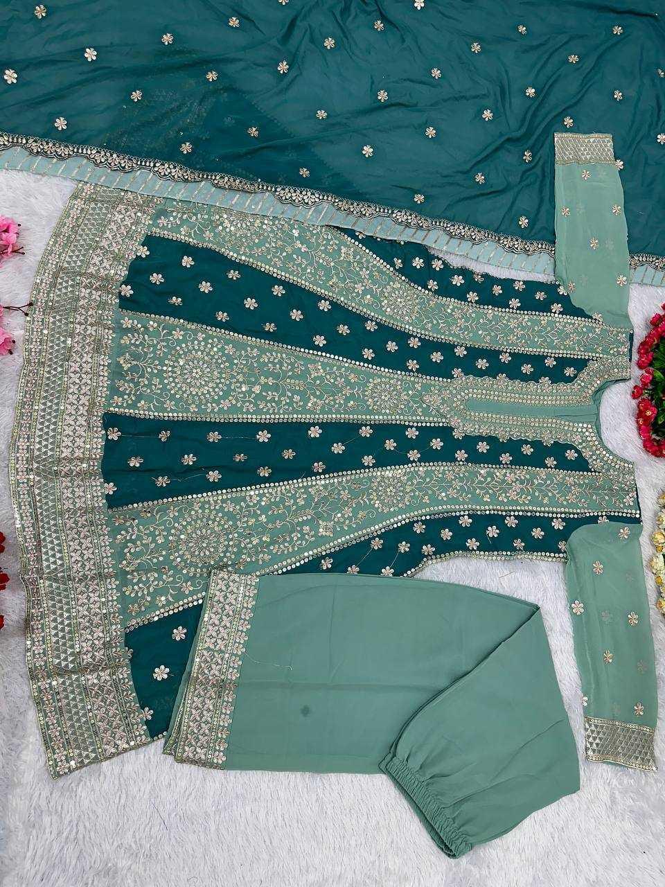 EMBROIDERED SHARARA SALWAR GEORGETTE WEDDIGN SUITS - TREND BUY
