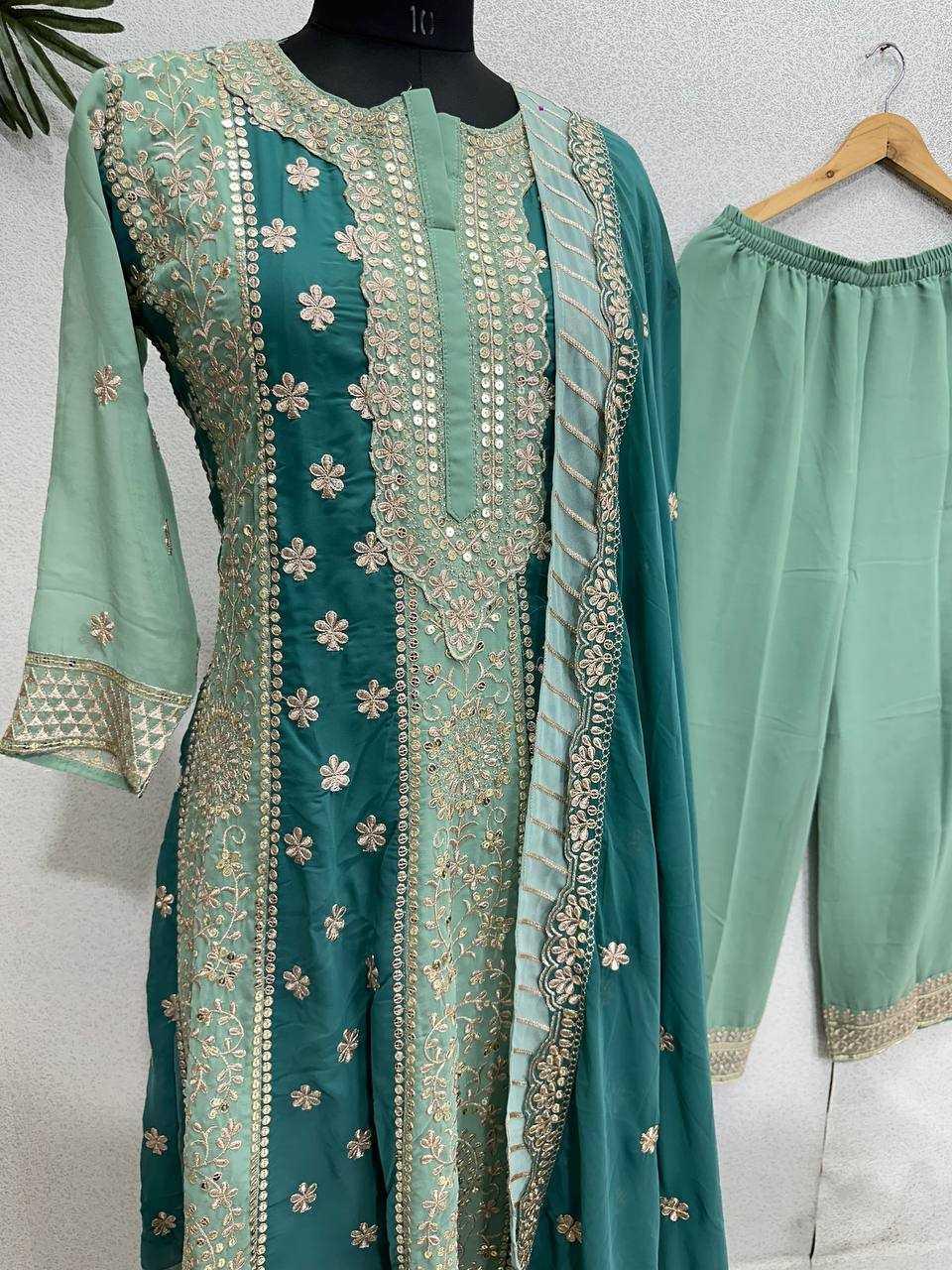 EMBROIDERED SHARARA SALWAR GEORGETTE WEDDIGN SUITS - TREND BUY