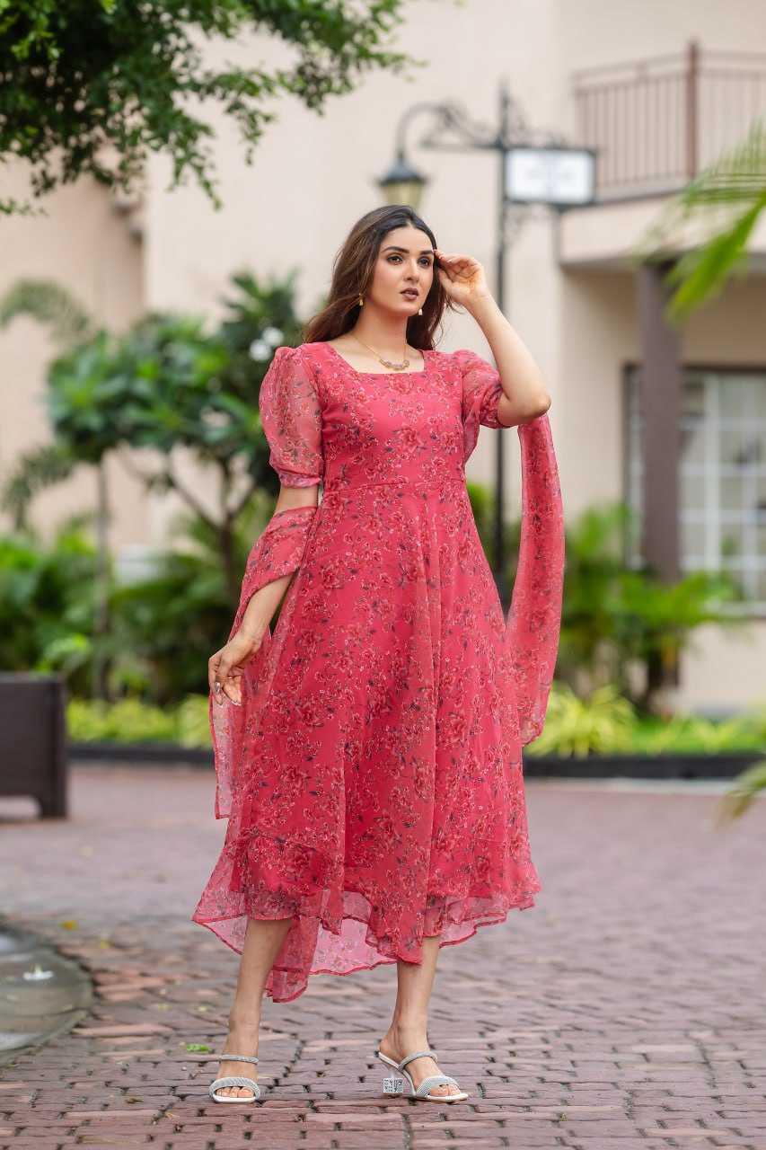 PRINTED FANCY PARTY LONG GEORGETTE GOWNS - TREND BUY