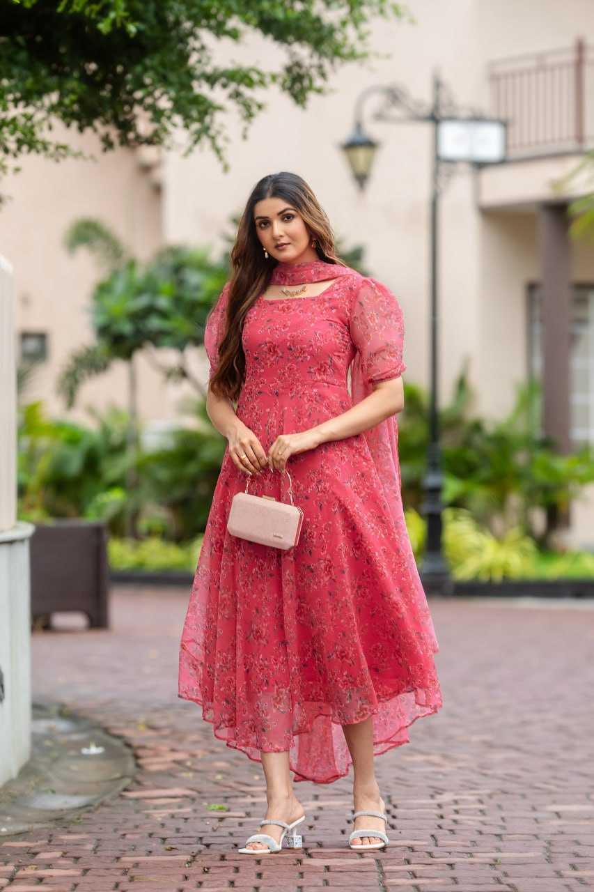 PRINTED FANCY PARTY LONG GEORGETTE GOWNS - TREND BUY