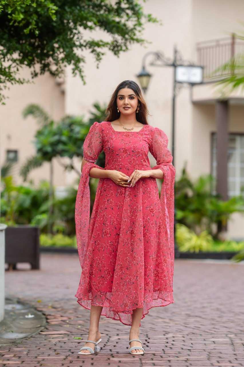 PRINTED FANCY PARTY LONG GEORGETTE GOWNS - TREND BUY