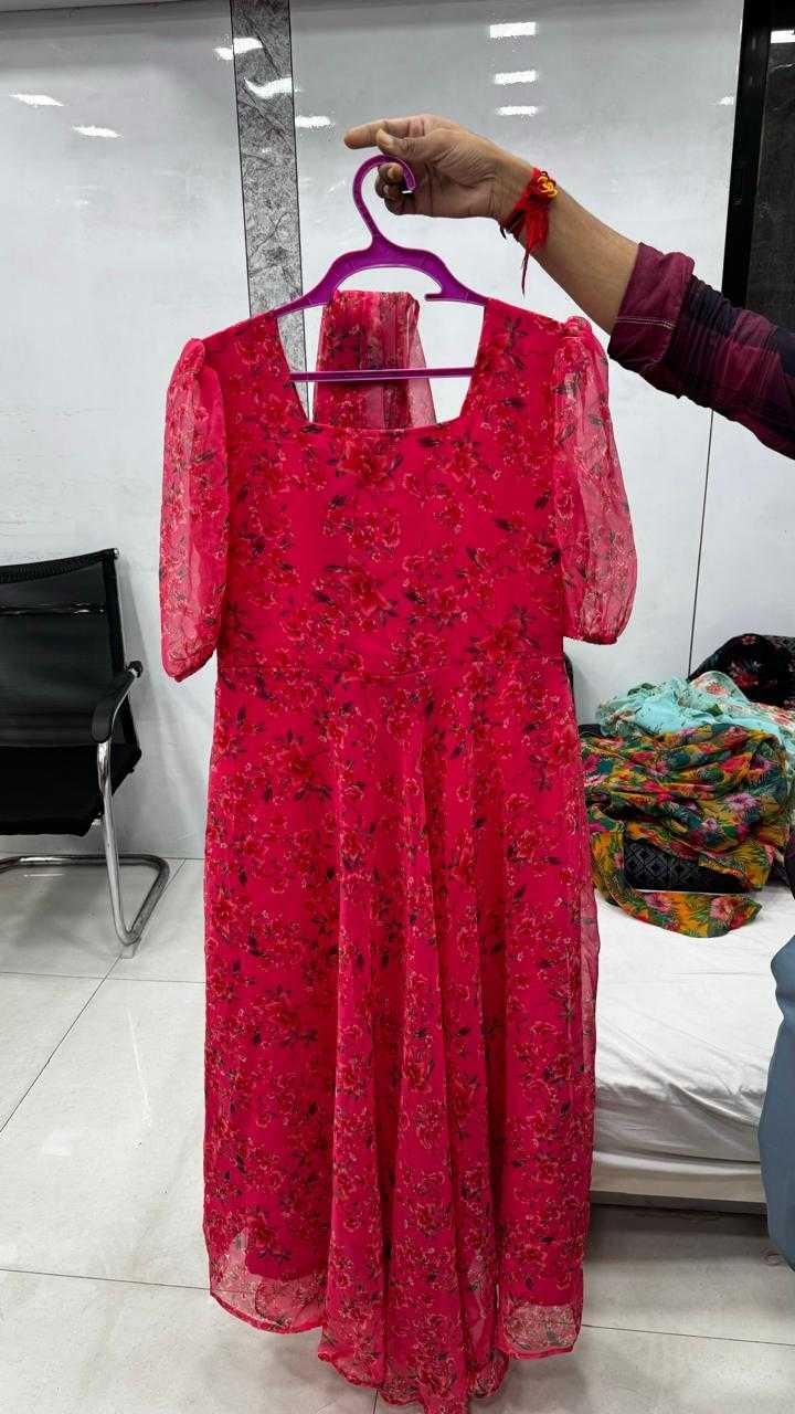 PRINTED FANCY PARTY LONG GEORGETTE GOWNS - TREND BUY