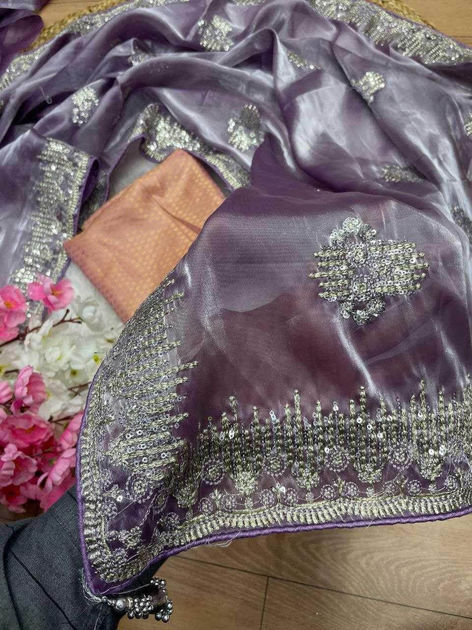 JIMMY CHOO PARTY WEAR SEQUENCE WORK ZARI BORDER SAREES