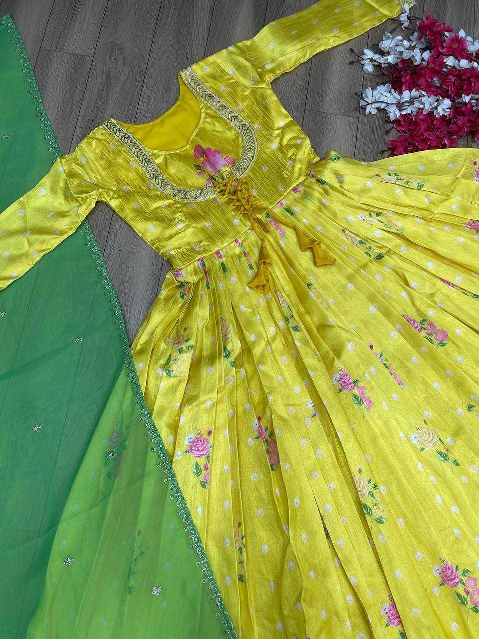 PRINTED EMBROIDERY ANRKALI LONG GOWNS - TREND BUY