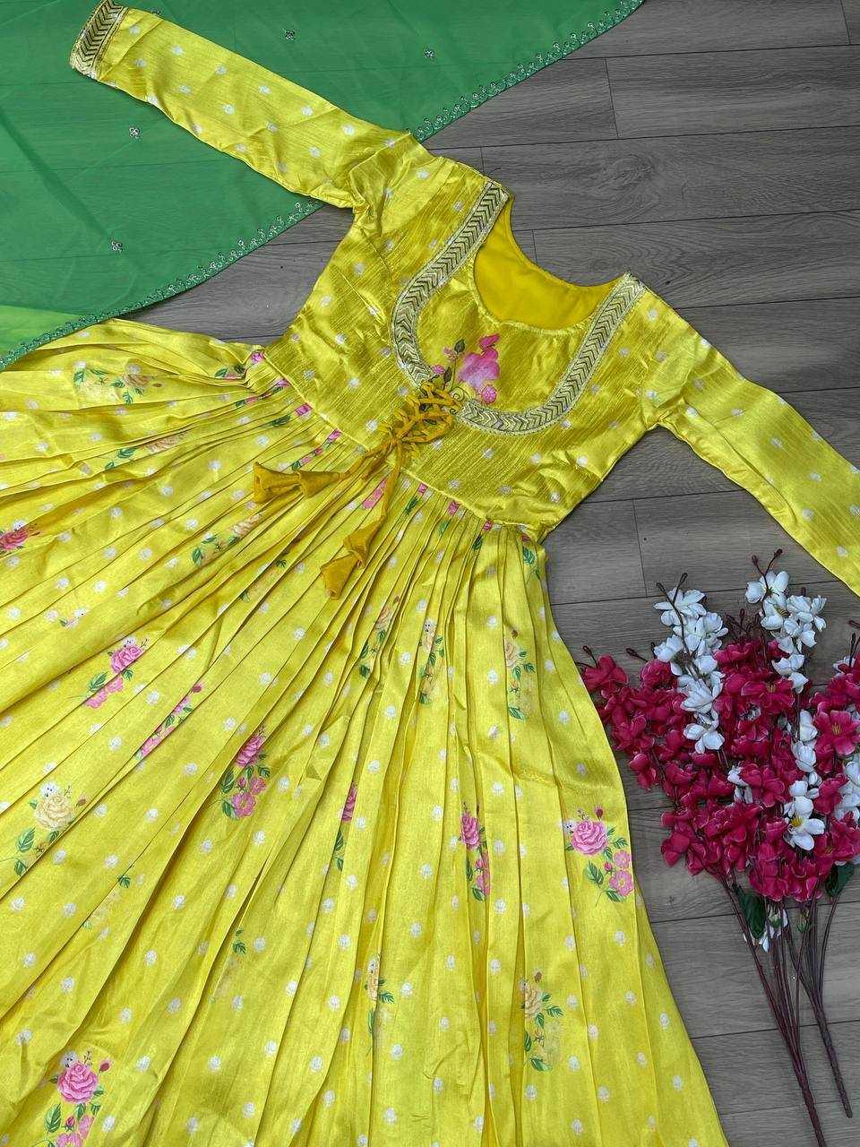 PRINTED EMBROIDERY ANRKALI LONG GOWNS - TREND BUY