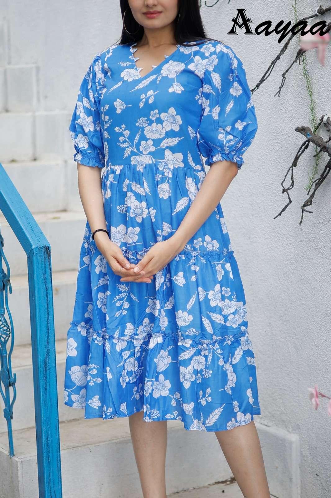 PARTY WEAR PRINTED FANCY ETHNIC KURTIS Blue