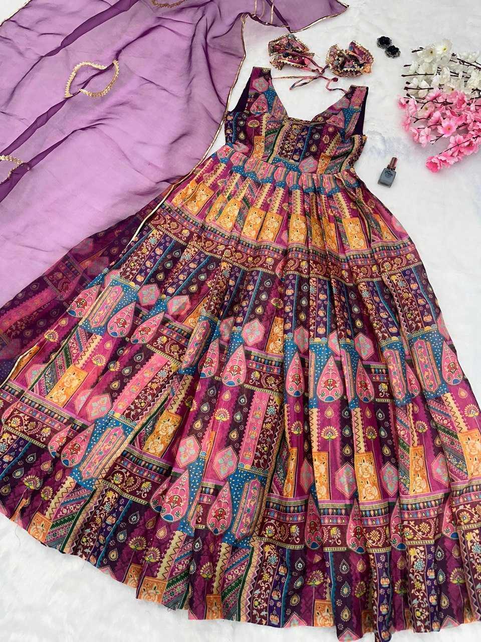 PRINTED FANCY ANARKALI PARTY LONG DIWALI COLLECTIONS GOWNS - TREND BUY