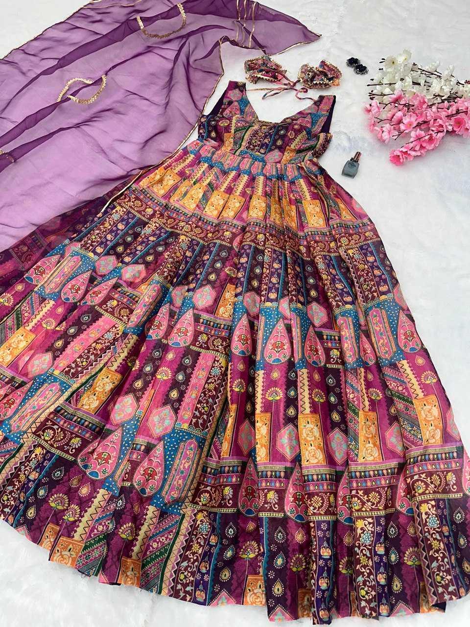 PRINTED FANCY ANARKALI PARTY LONG DIWALI COLLECTIONS GOWNS - TREND BUY