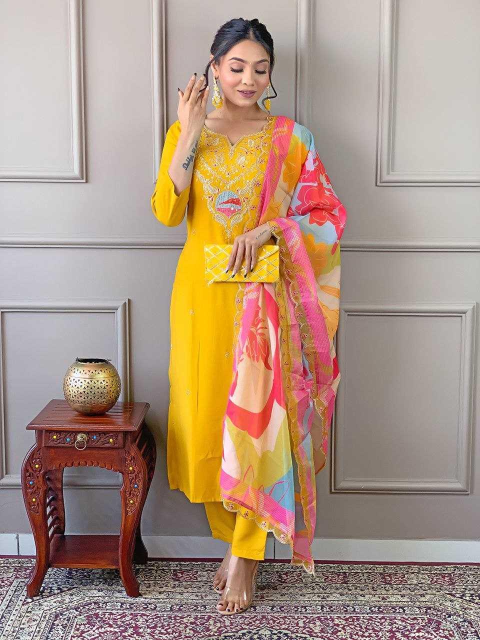 SILK PARTY WEAR WEDDING CHANDERI SUITS - TREND BUY
