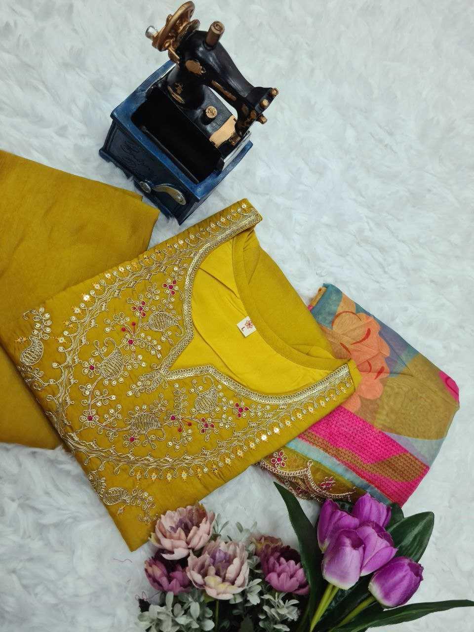 SILK PARTY WEAR WEDDING CHANDERI SUITS - TREND BUY