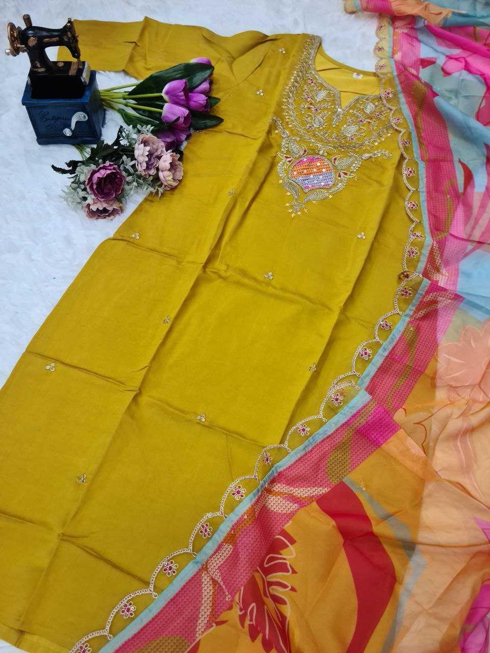 SILK PARTY WEAR WEDDING CHANDERI SUITS - TREND BUY