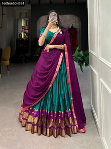 Zari Weaving Poly Cotton Lehenga Choli for Women | Festive Ready