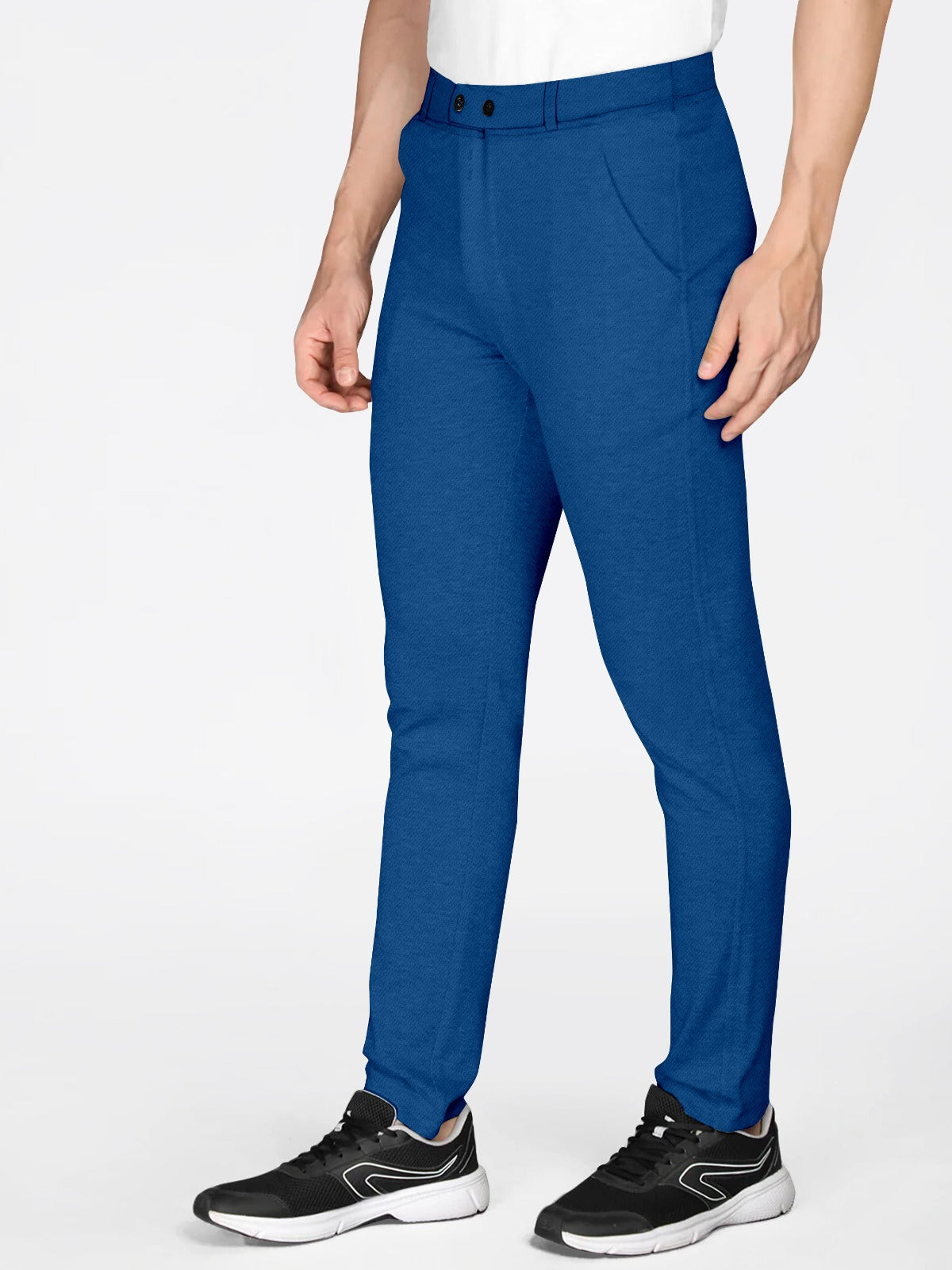 Classic Men's Regular Fit Cotton Blend Trousers for Comfortable and Stylish ( Teal Blue ) 32