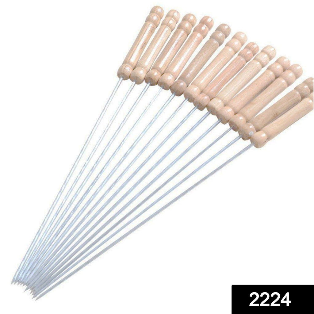Pack of 12 stainless steel BBQ tandoor skewers & grill sticks for barbecue