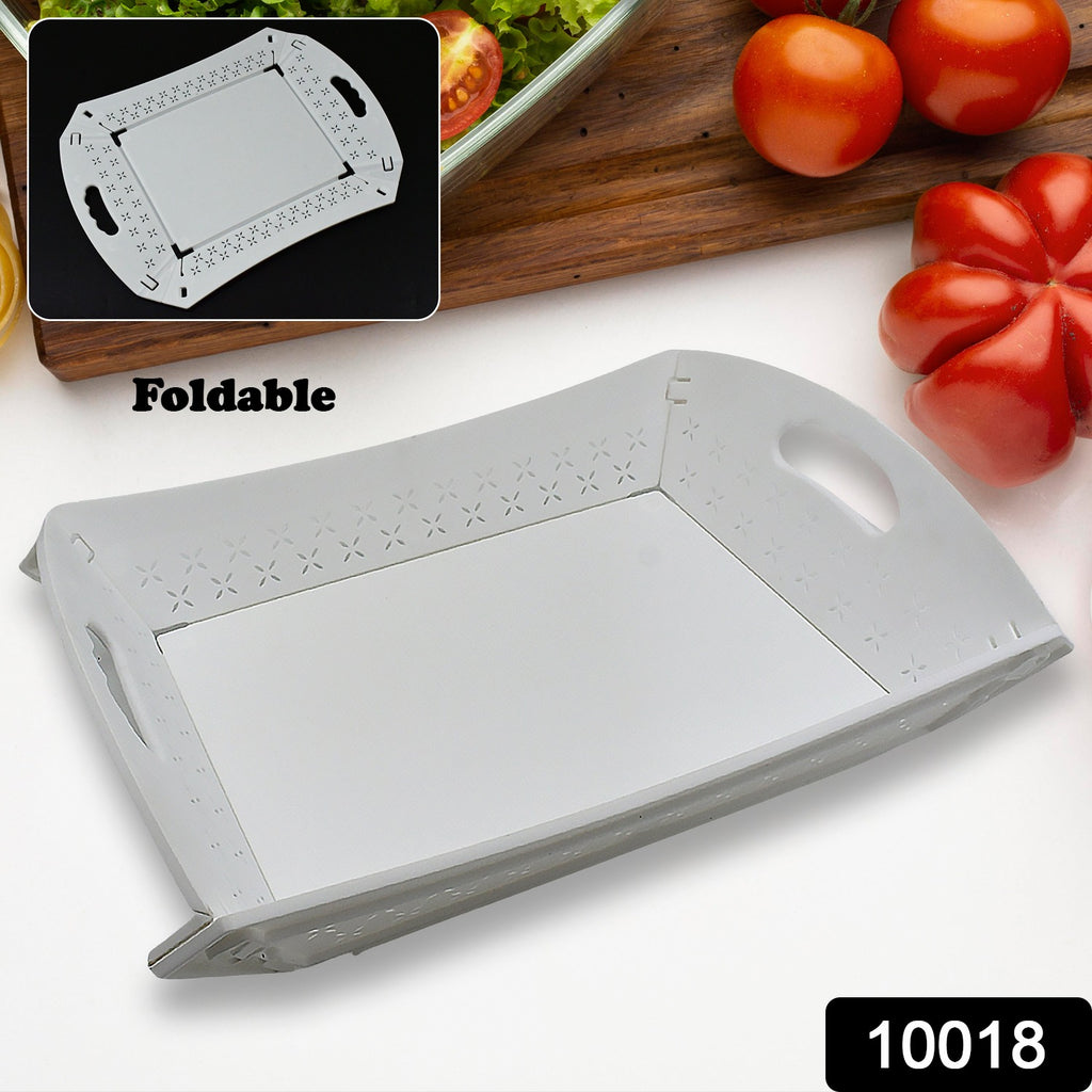 Foldable plastic serving tray with handle for food, kitchen, outdoor, restaurant use